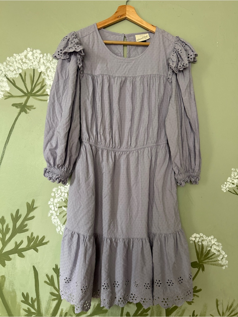 Lavender Eyelet Long Sleeve Prairie Dress